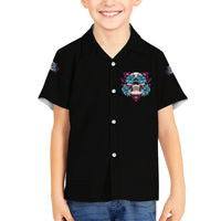 You Couldn't Handle Me Triangle Skull Family Matching Off Shoulder Short Dress and Hawaiian Shirt - Wonder Print Shop