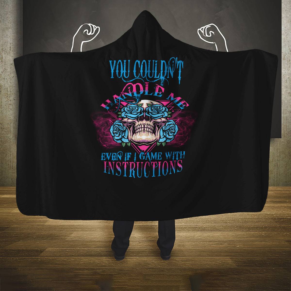 you-couldnt-handle-me-triangle-skull-hooded-blanket