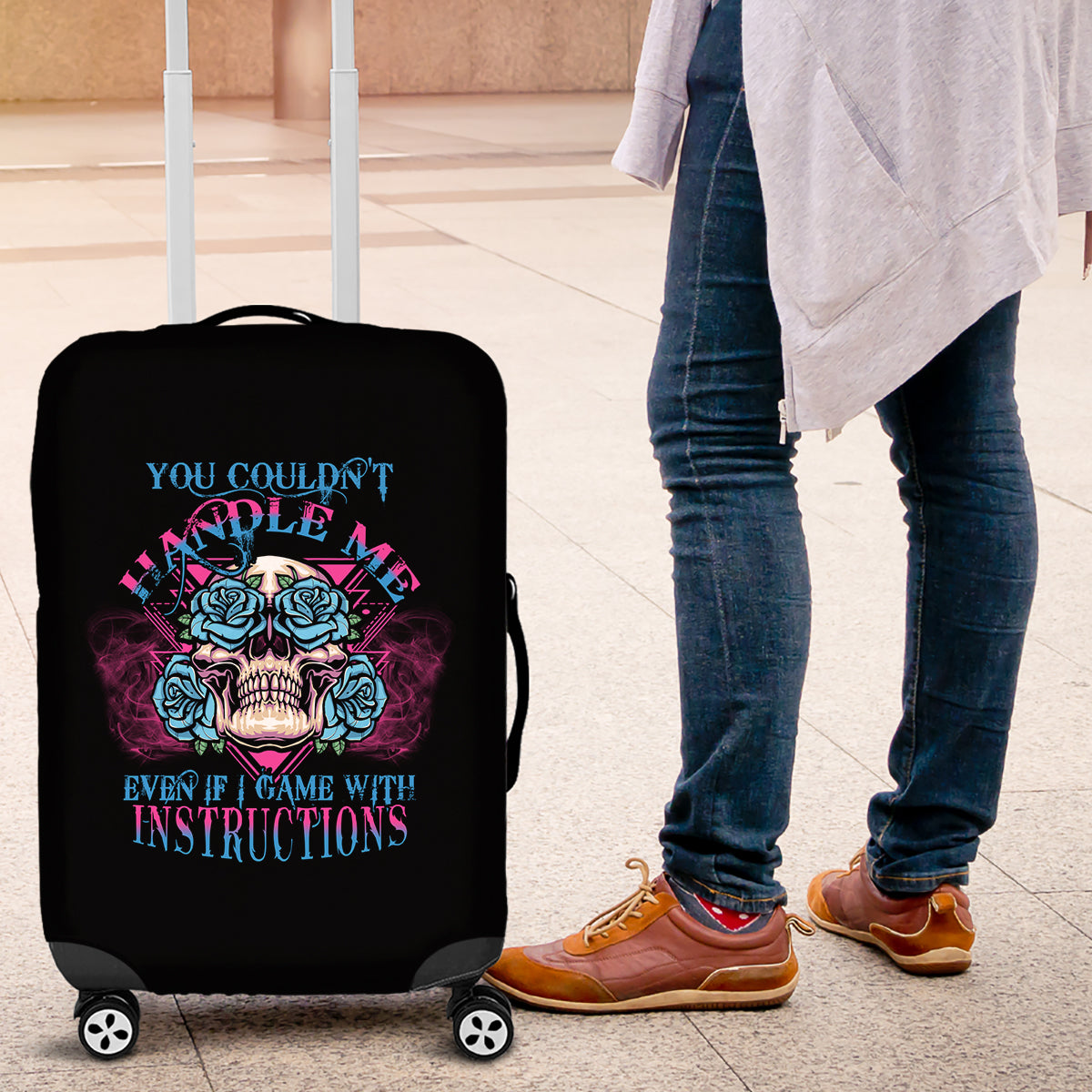 You Couldn't Handle Me Triangle Skull Luggage Cover - Wonder Print Shop