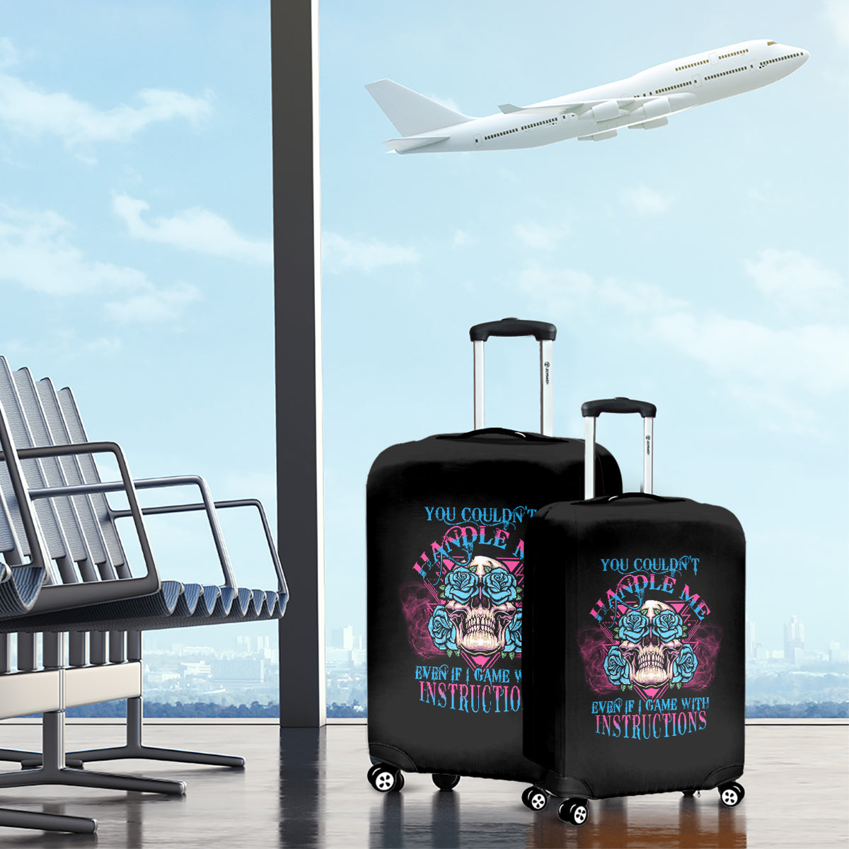 You Couldn't Handle Me Triangle Skull Luggage Cover - Wonder Print Shop