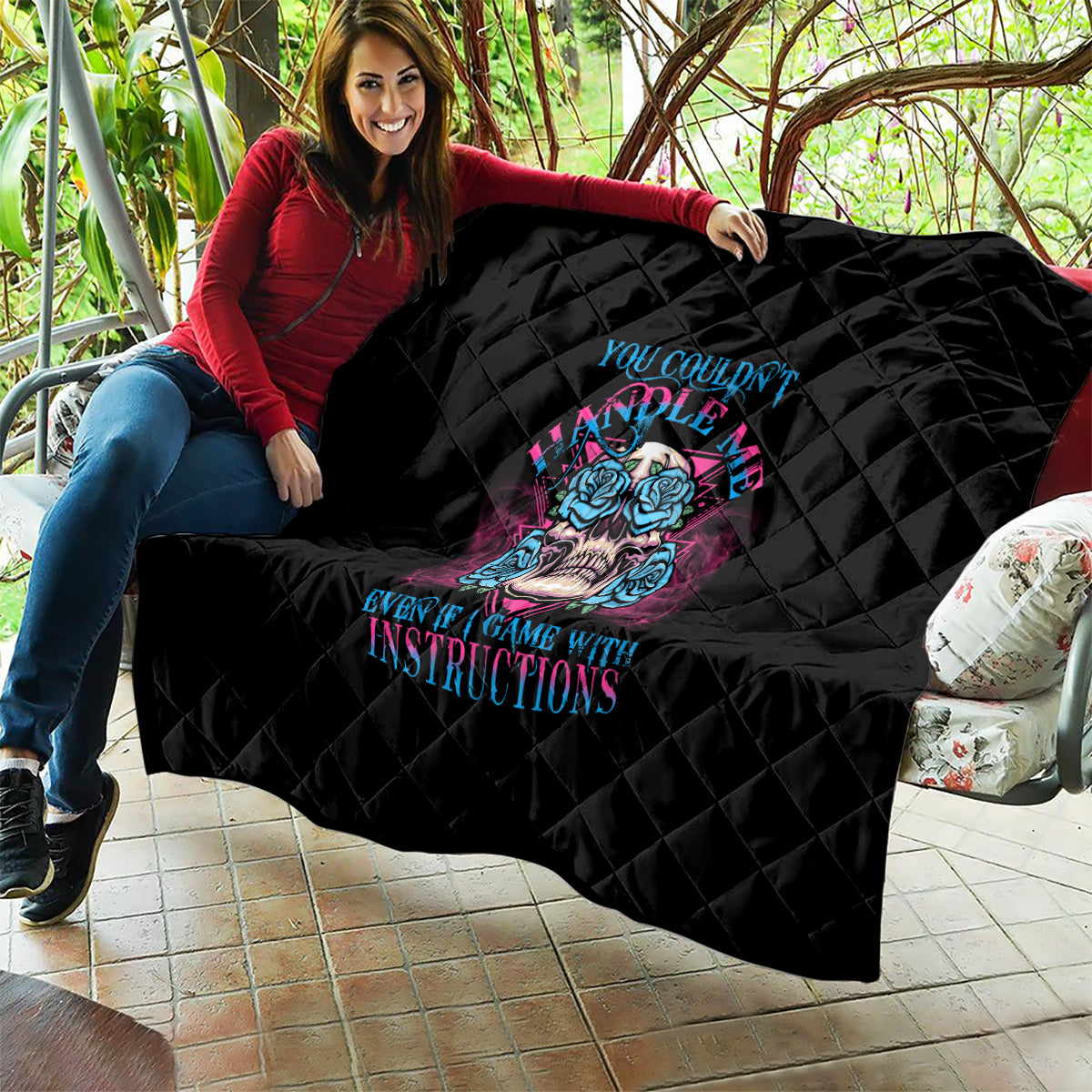 You Couldn't Handle Me Triangle Skull Quilt - Wonder Print Shop