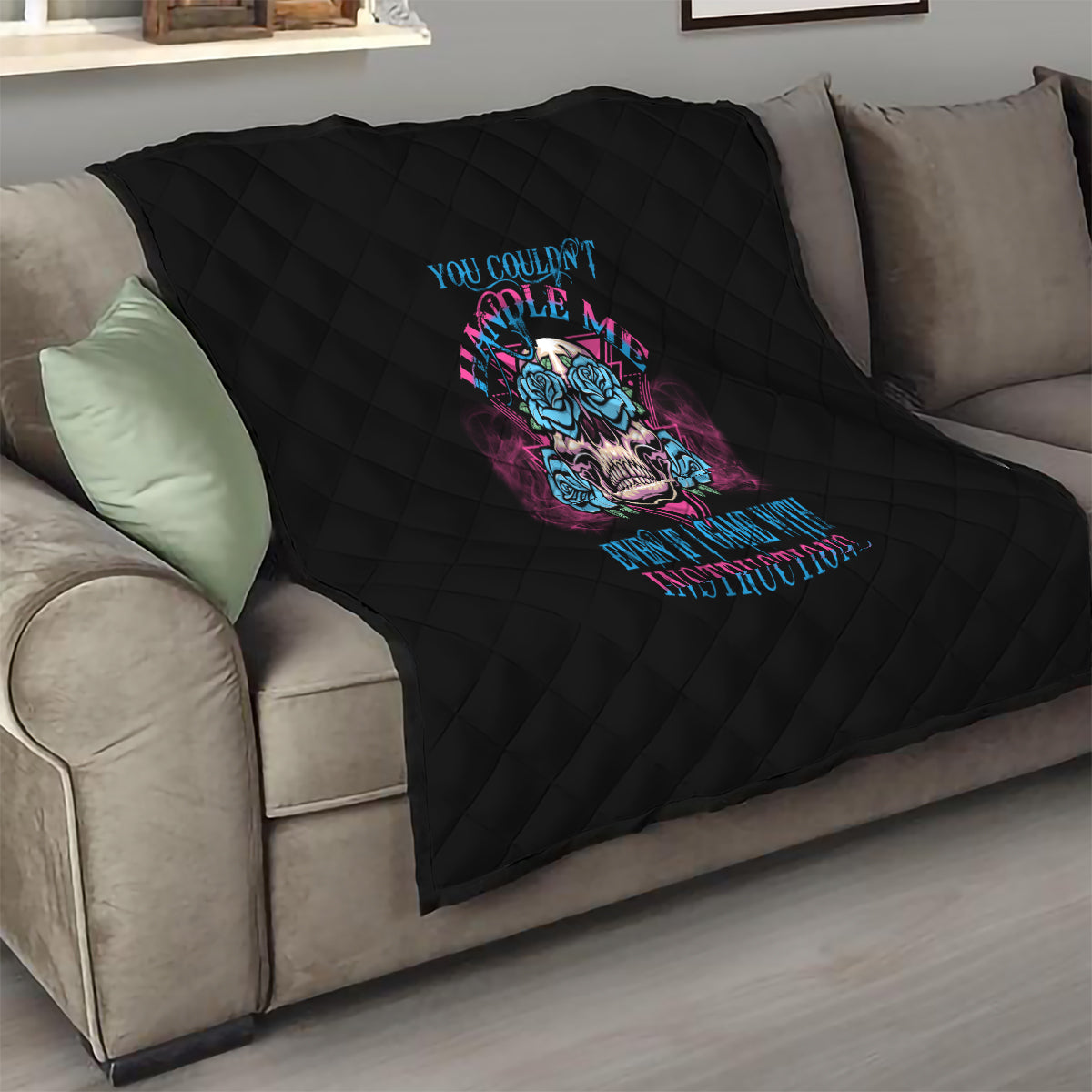 You Couldn't Handle Me Triangle Skull Quilt - Wonder Print Shop