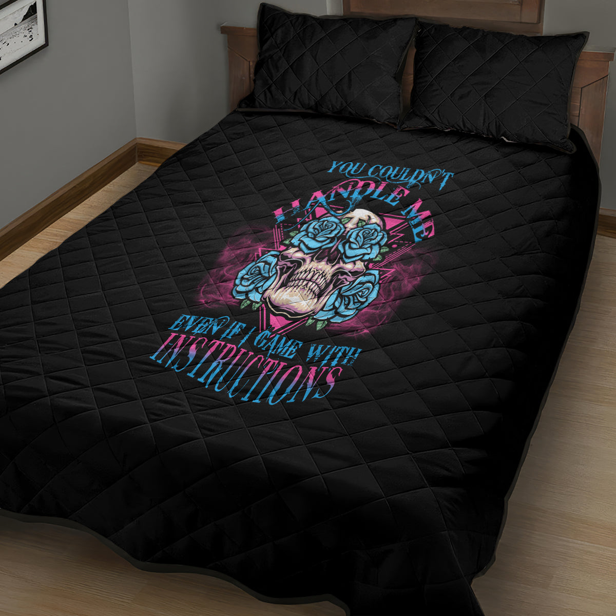 You Couldn't Handle Me Triangle Skull Quilt Bed Set - Wonder Print Shop
