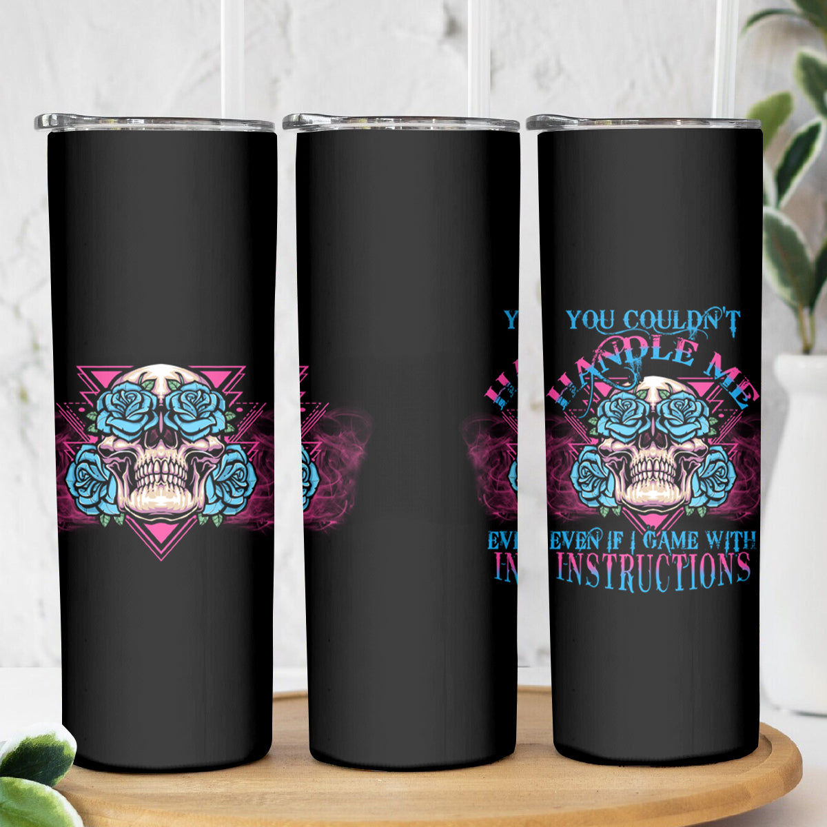 You Couldn't Handle Me Triangle Skull Skinny Tumbler - Wonder Print Shop