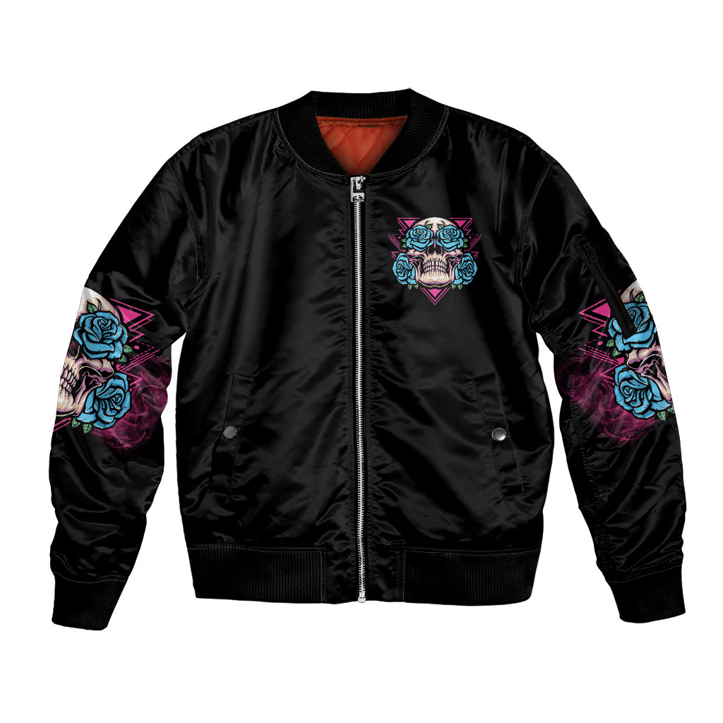 You Couldn't Handle Me Triangle Skull Sleeve Zip Bomber Jacket - Wonder Print Shop