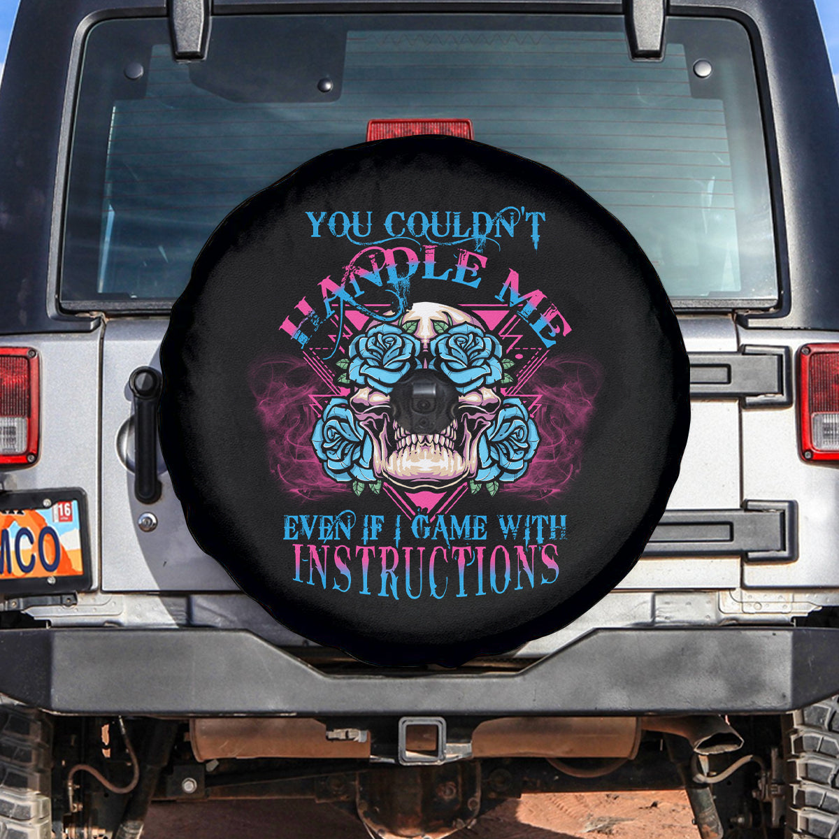 You Couldn't Handle Me Triangle Skull Spare Tire Cover - Wonder Print Shop