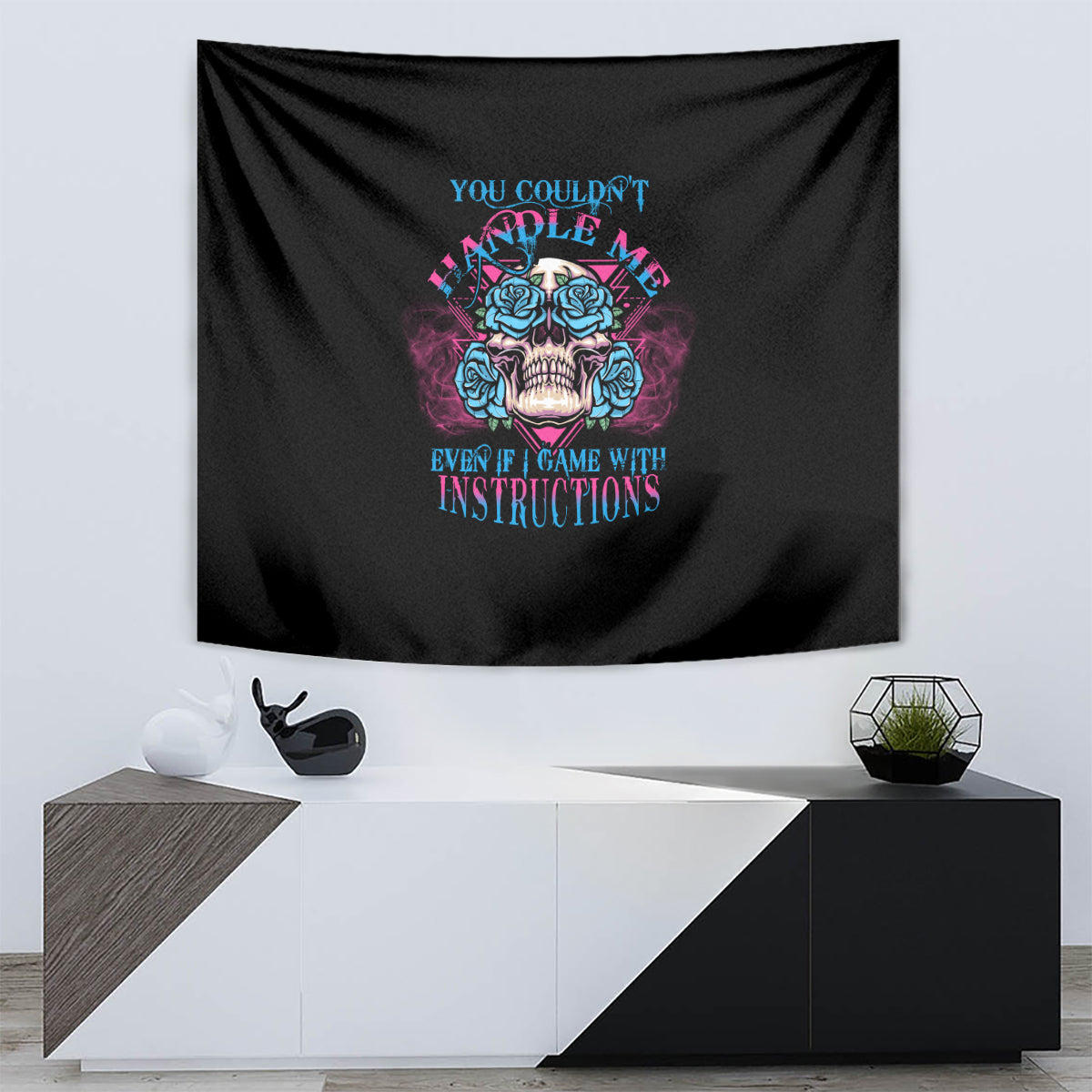 You Couldn't Handle Me Triangle Skull Tapestry - Wonder Print Shop