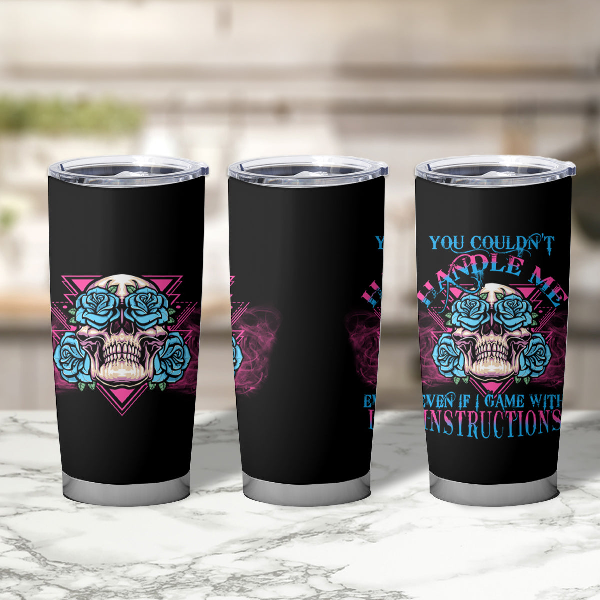 You Couldn't Handle Me Triangle Skull Tumbler Cup - Wonder Print Shop