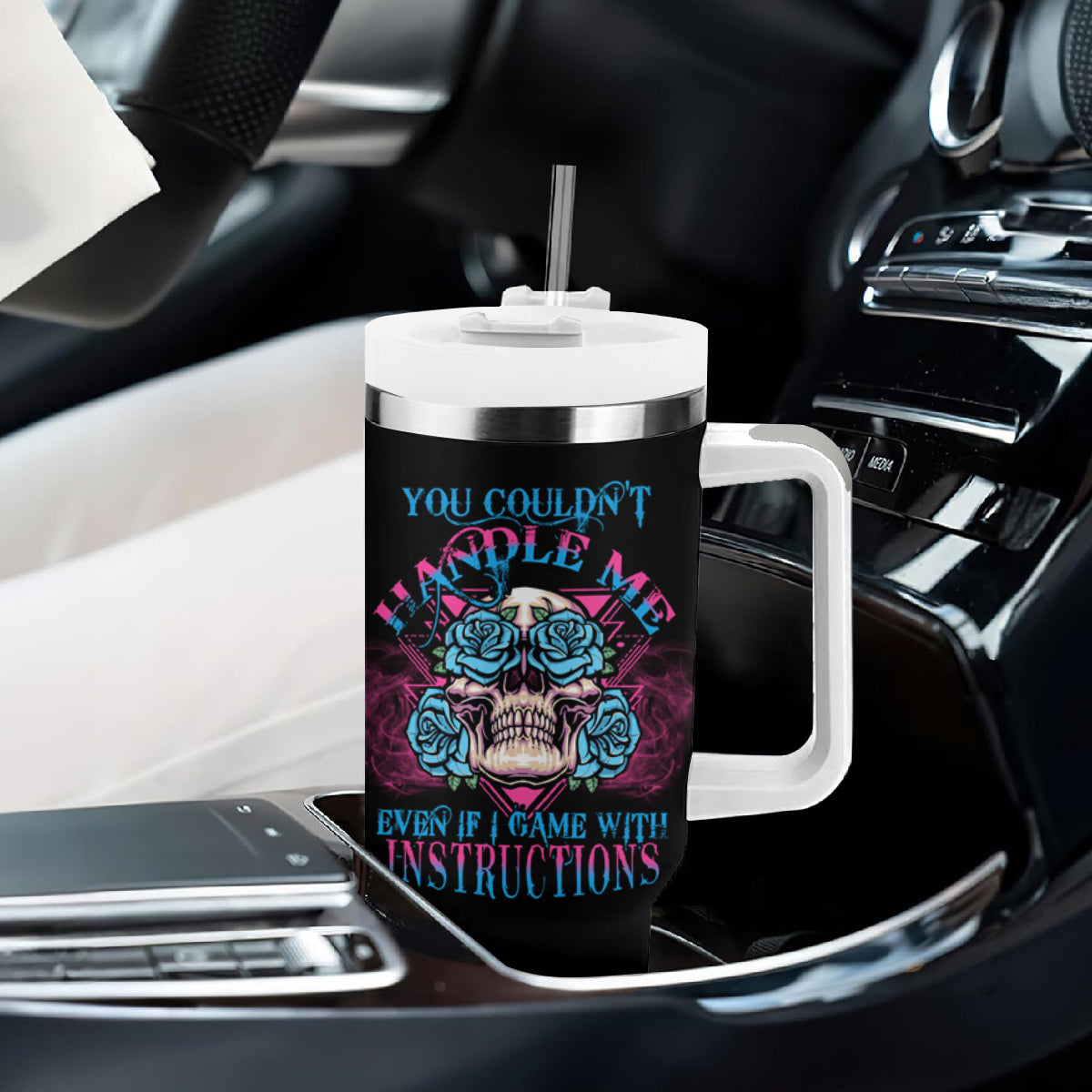You Couldn't Handle Me Triangle Skull Tumbler With Handle - Wonder Print Shop
