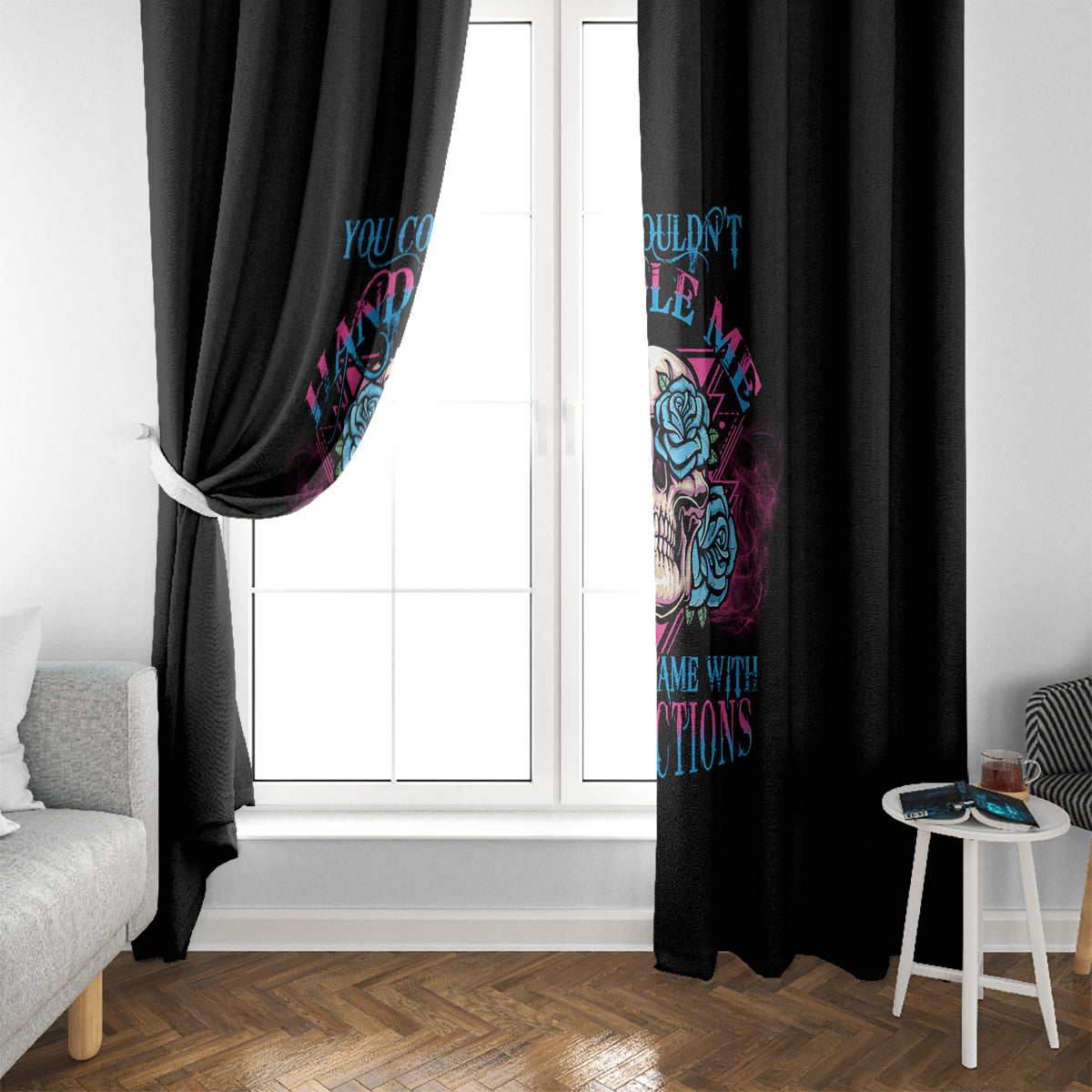 You Couldn't Handle Me Triangle Skull Window Curtain - Wonder Print Shop