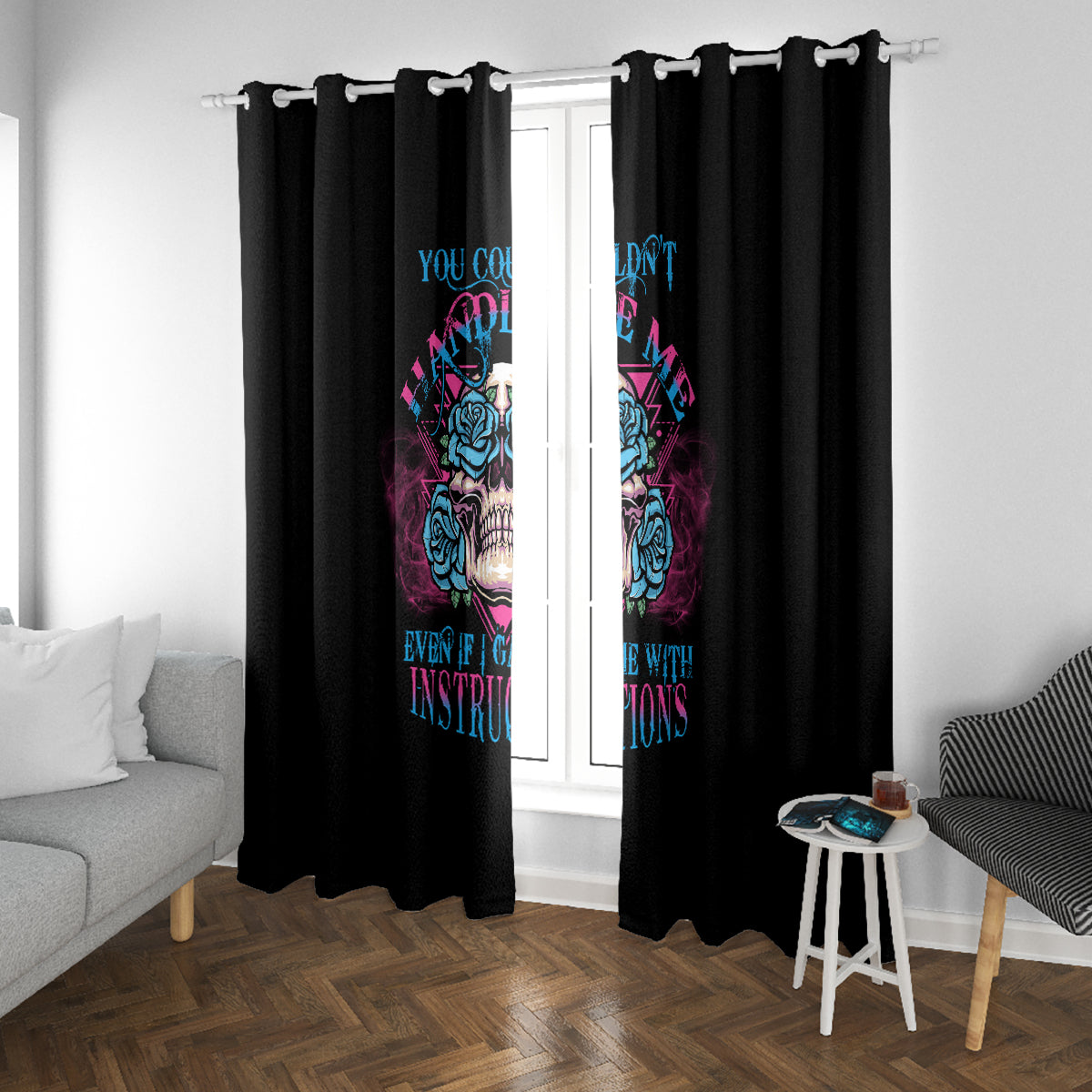 You Couldn't Handle Me Triangle Skull Window Curtain - Wonder Print Shop
