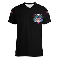 You Couldn't Handle Me Triangle Skull Women V Neck T Shirt - Wonder Print Shop