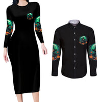 Hocus Pocus Halloween Couples Matching Long Sleeve Bodycon Dress and Long Sleeve Button Shirt - Wonder Print Shop