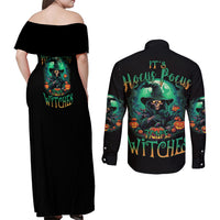 Hocus Pocus Halloween Couples Matching Off Shoulder Maxi Dress and Long Sleeve Button Shirt - Wonder Print Shop