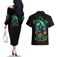 Hocus Pocus Halloween Couples Matching Off The Shoulder Long Sleeve Dress and Hawaiian Shirt - Wonder Print Shop