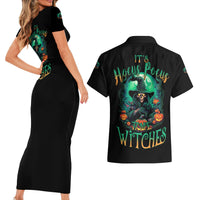 Hocus Pocus Halloween Couples Matching Short Sleeve Bodycon Dress and Hawaiian Shirt - Wonder Print Shop