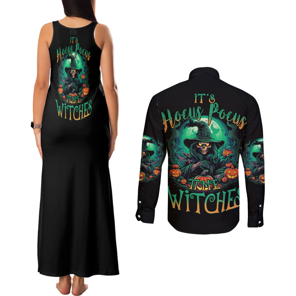 Hocus Pocus Halloween Couples Matching Tank Maxi Dress and Long Sleeve Button Shirt - Wonder Print Shop