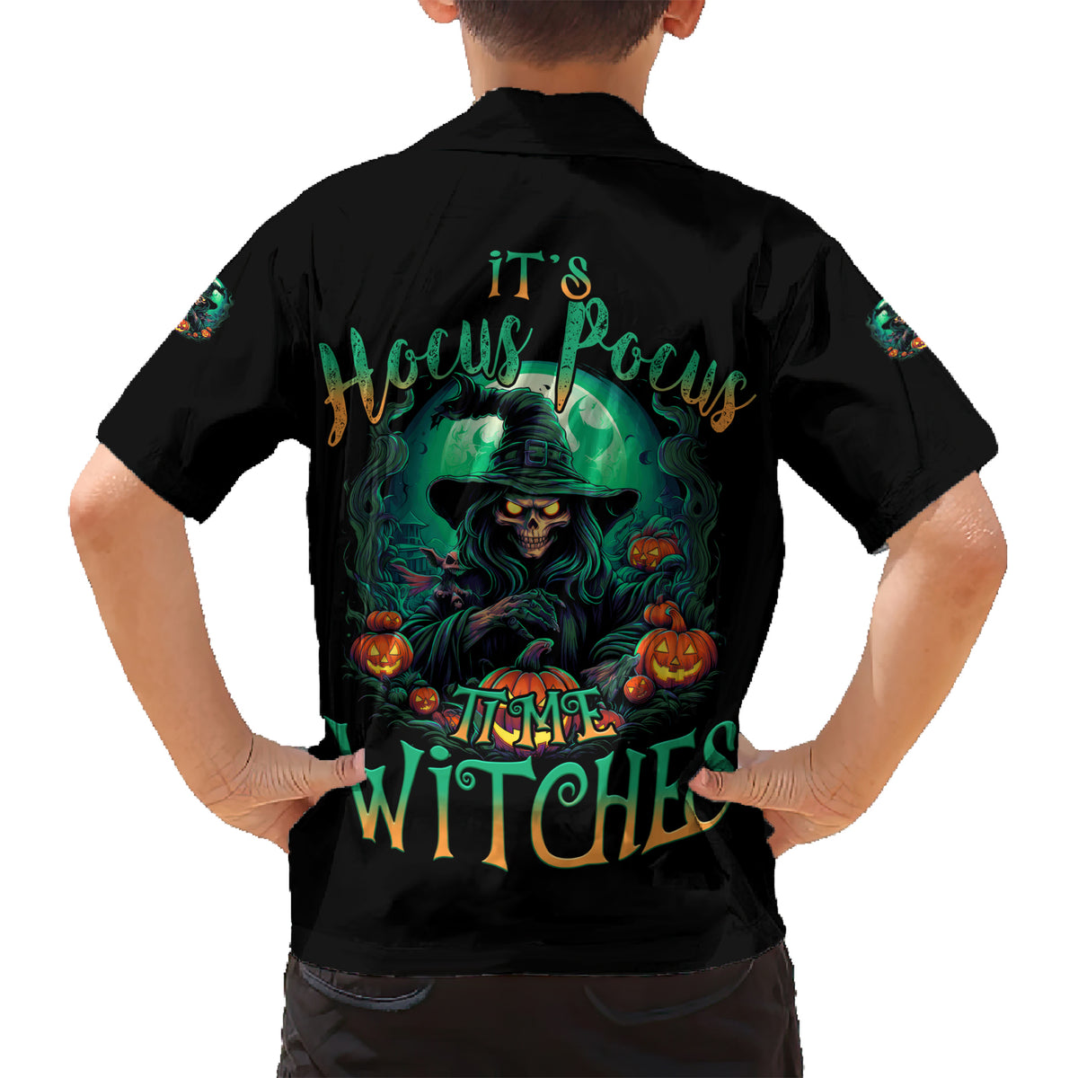 Hocus Pocus Halloween Family Matching Short Sleeve Bodycon Dress and Hawaiian Shirt - Wonder Print Shop