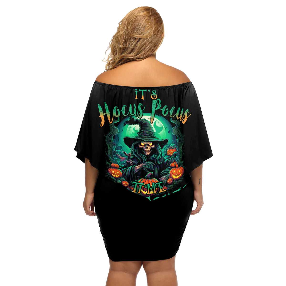Hocus Pocus Halloween Off Shoulder Short Dress - Wonder Print Shop