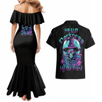 Hello Darkness My Old Friend Witch Halloween Couples Matching Mermaid Dress and Hawaiian Shirt - Wonder Print Shop