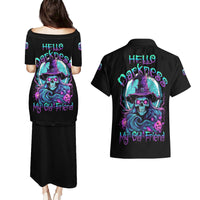 Hello Darkness My Old Friend Witch Halloween Couples Matching Puletasi Dress and Hawaiian Shirt - Wonder Print Shop