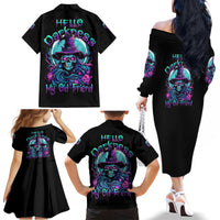 Hello Darkness My Old Friend Witch Halloween Family Matching Off Shoulder Long Sleeve Dress and Hawaiian Shirt - Wonder Print Shop