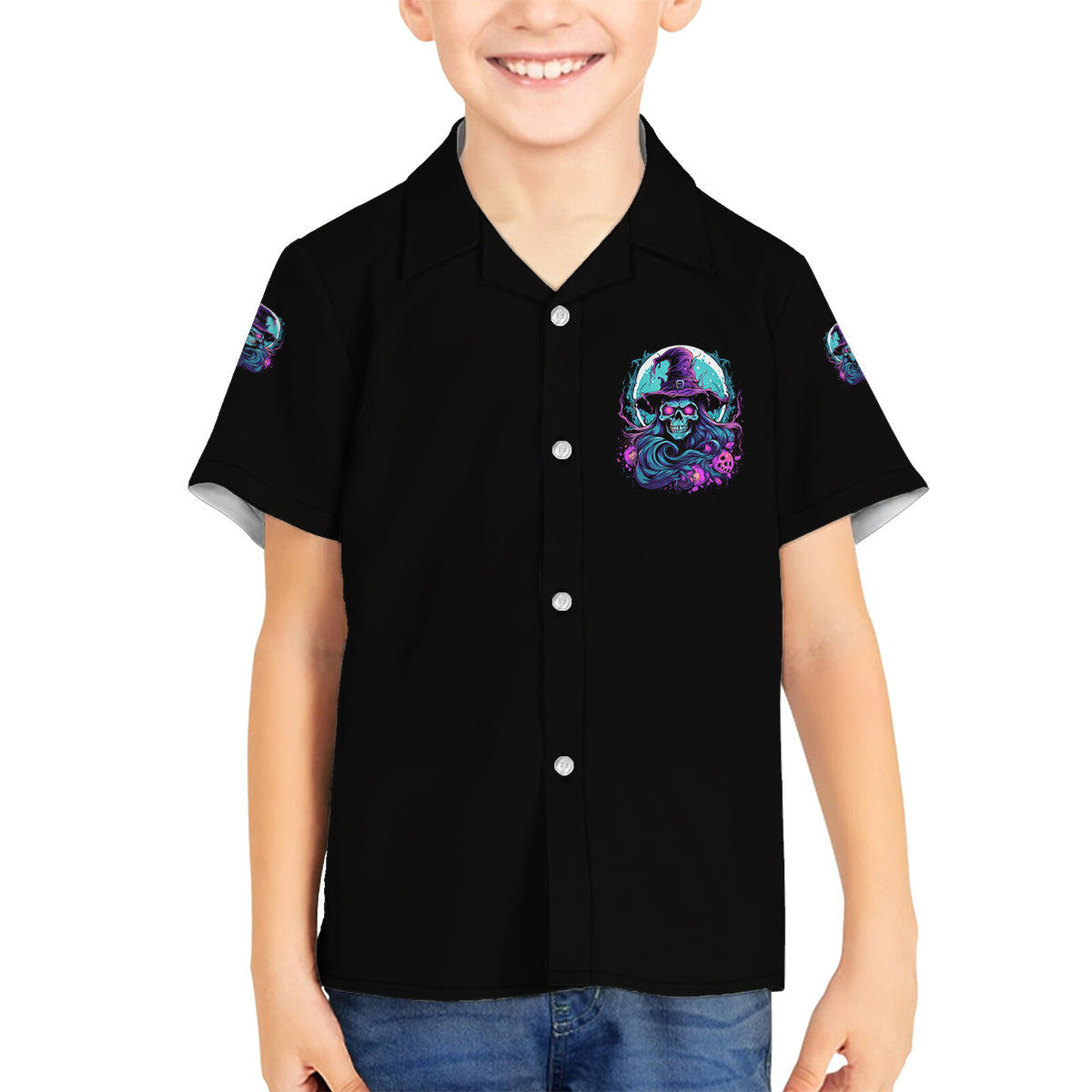 Hello Darkness My Old Friend Witch Halloween Family Matching Off Shoulder Maxi Dress and Hawaiian Shirt - Wonder Print Shop