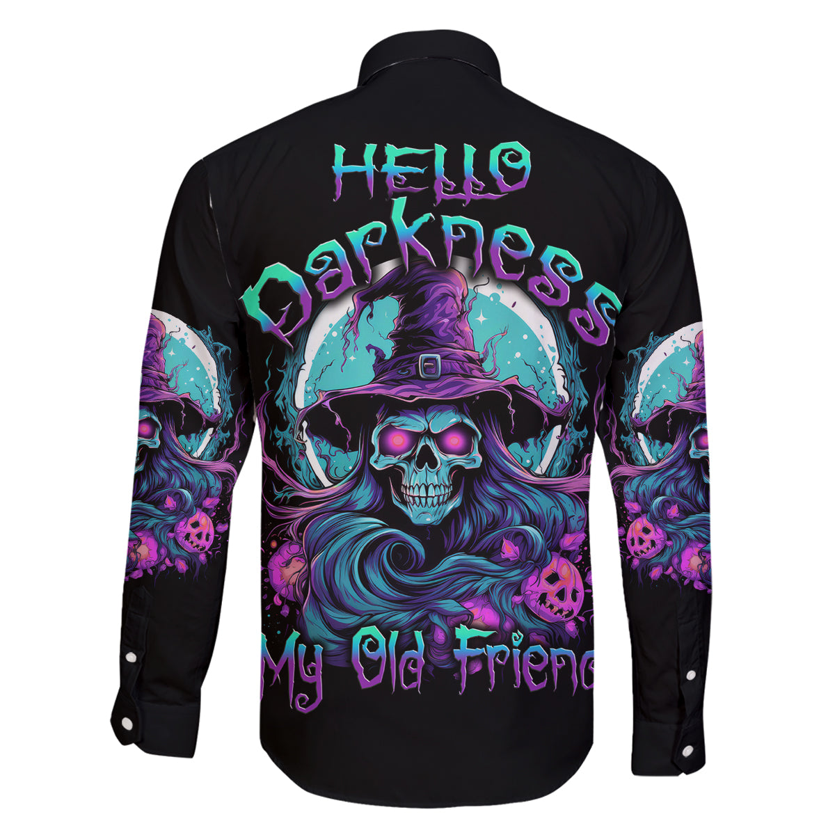 Hello Darkness My Old Friend Witch Halloween Family Matching Off Shoulder Short Dress and Hawaiian Shirt - Wonder Print Shop