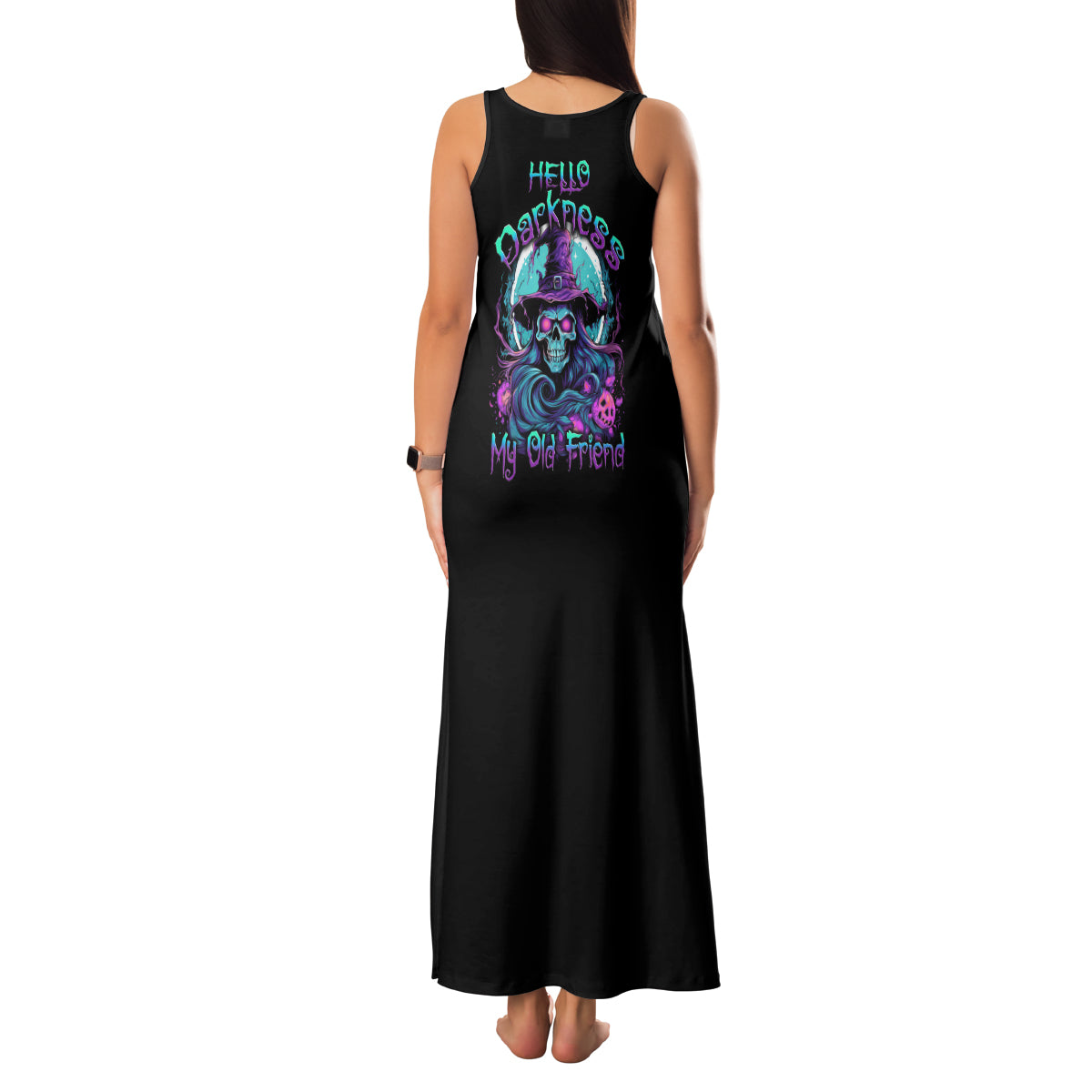 Hello Darkness My Old Friend Witch Halloween Family Matching Tank Maxi Dress and Hawaiian Shirt - Wonder Print Shop