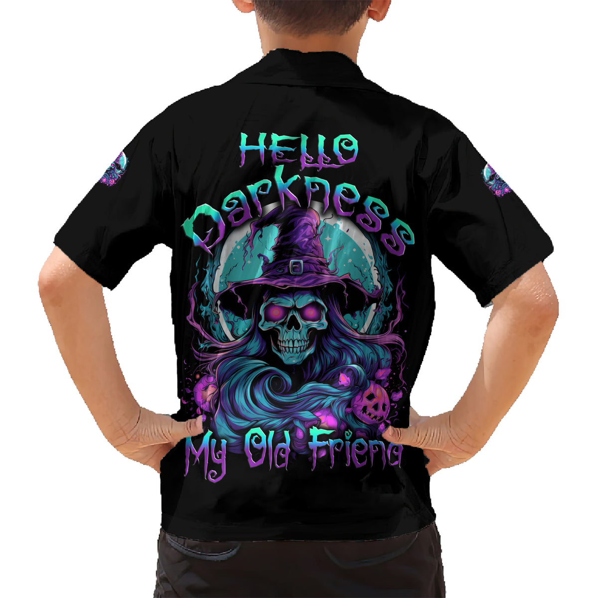 Hello Darkness My Old Friend Witch Halloween Kid Hawaiian Shirt - Wonder Print Shop