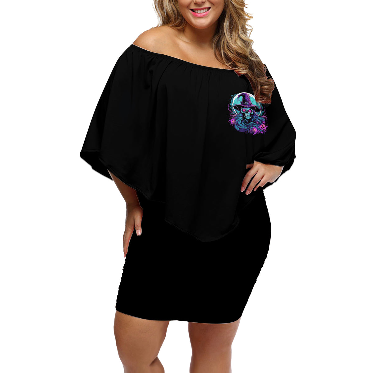 Hello Darkness My Old Friend Witch Halloween Off Shoulder Short Dress - Wonder Print Shop