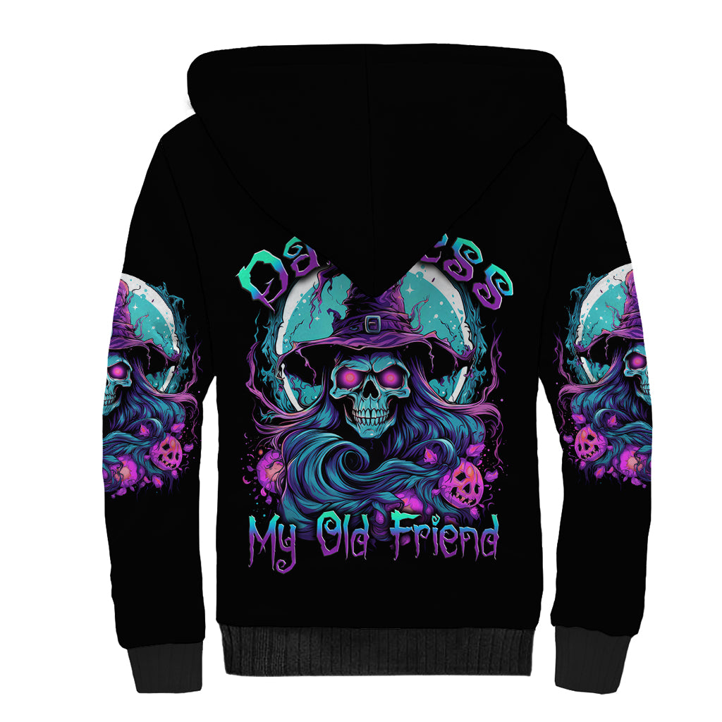 Hello Darkness My Old Friend Witch Halloween Sherpa Hoodie - Wonder Print Shop
