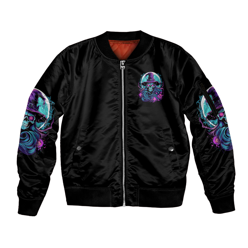 Hello Darkness My Old Friend Witch Halloween Sleeve Zip Bomber Jacket - Wonder Print Shop