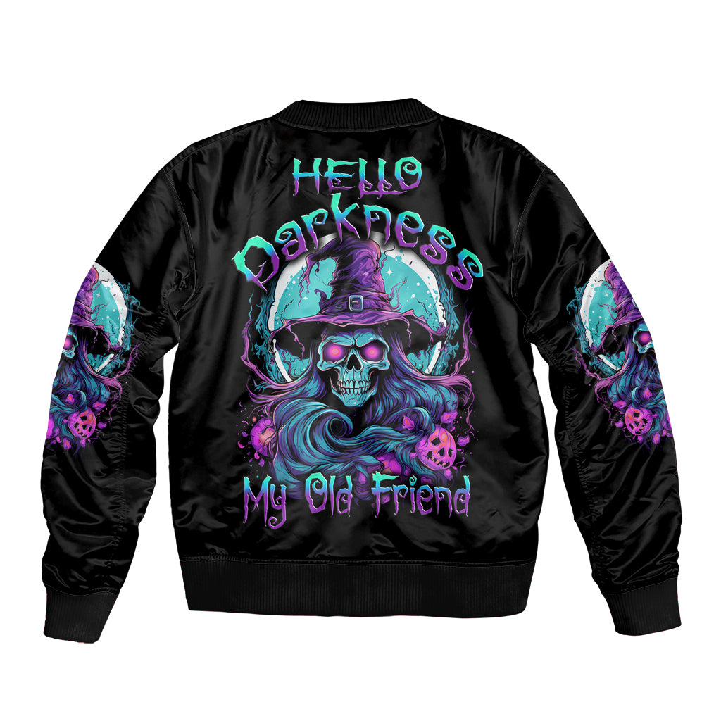 Hello Darkness My Old Friend Witch Halloween Sleeve Zip Bomber Jacket - Wonder Print Shop