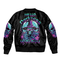 Hello Darkness My Old Friend Witch Halloween Sleeve Zip Bomber Jacket - Wonder Print Shop