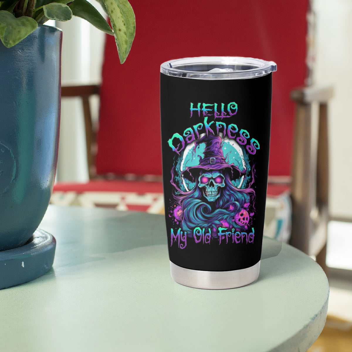 Hello Darkness My Old Friend Witch Halloween Tumbler Cup - Wonder Print Shop