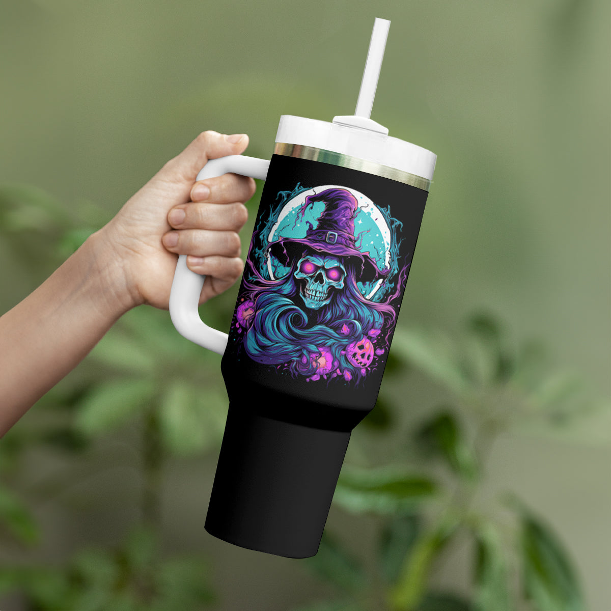 Hello Darkness My Old Friend Witch Halloween Tumbler With Handle - Wonder Print Shop