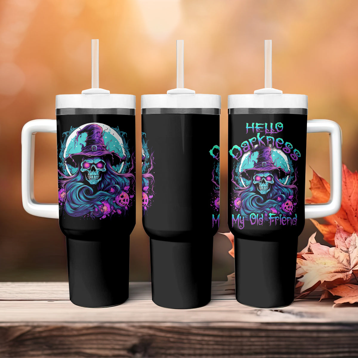 Hello Darkness My Old Friend Witch Halloween Tumbler With Handle - Wonder Print Shop
