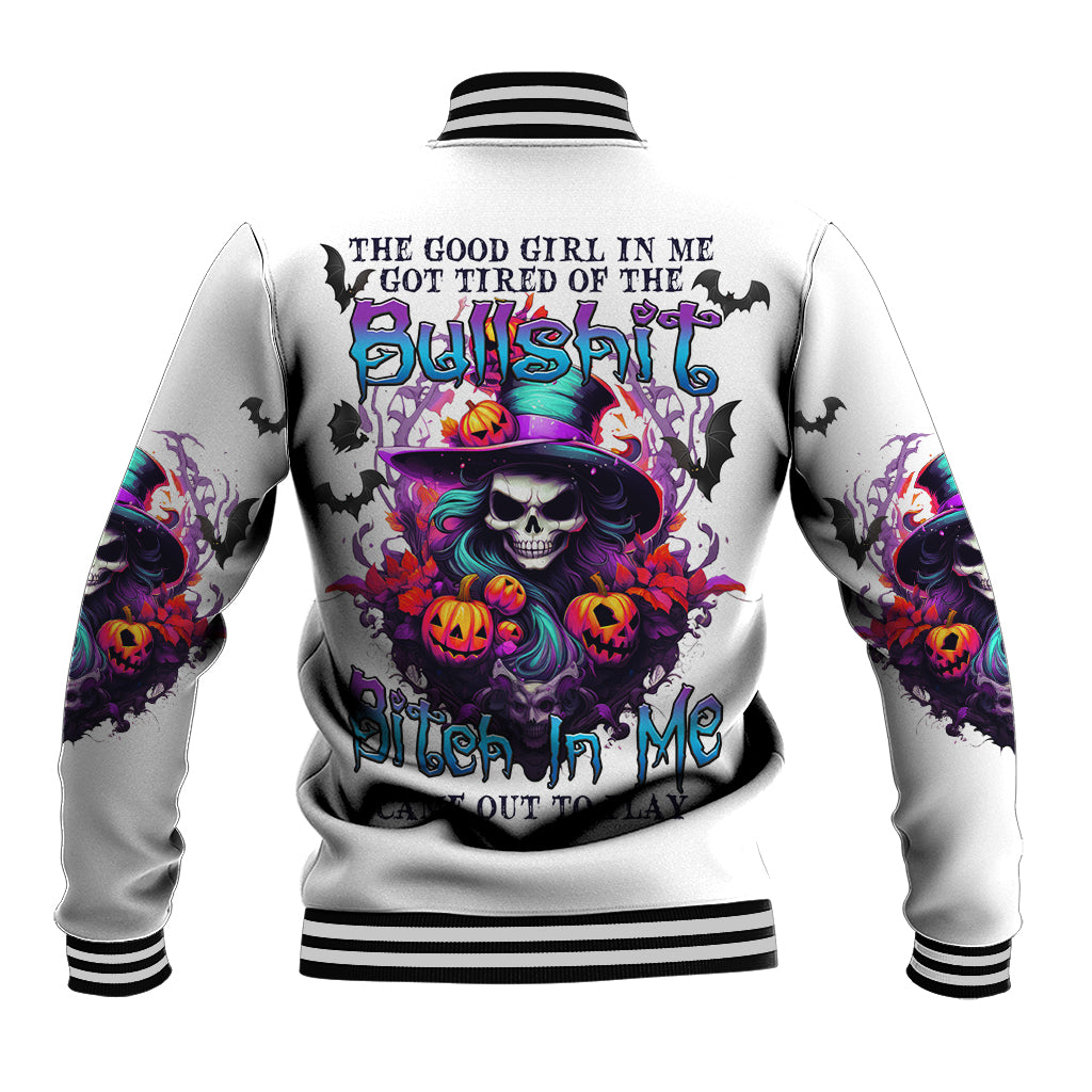 The Good Girl In Me Halloween Witch Baseball Jacket - Wonder Print Shop