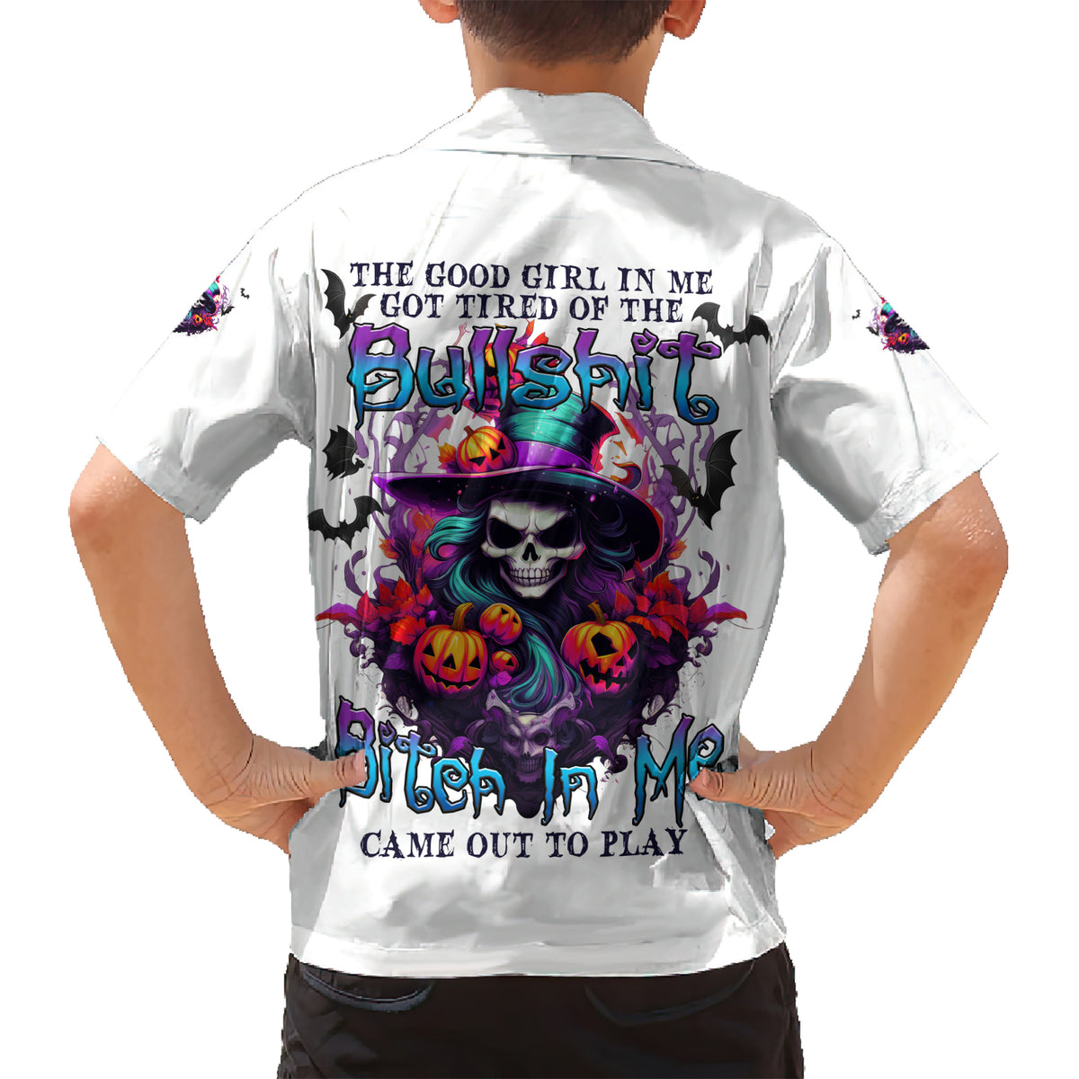 The Good Girl In Me Halloween Witch Family Matching Short Sleeve Bodycon Dress and Hawaiian Shirt - Wonder Print Shop
