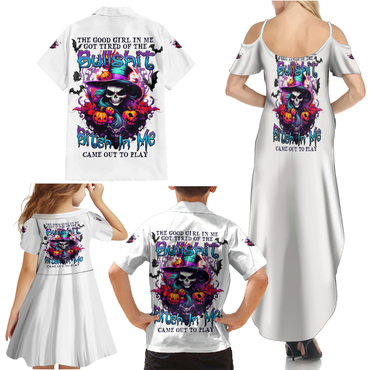 The Good Girl In Me Halloween Witch Family Matching Summer Maxi Dress and Hawaiian Shirt - Wonder Print Shop