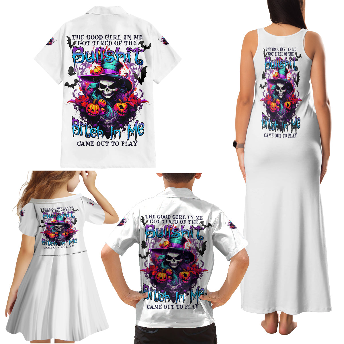 The Good Girl In Me Halloween Witch Family Matching Tank Maxi Dress and Hawaiian Shirt - Wonder Print Shop