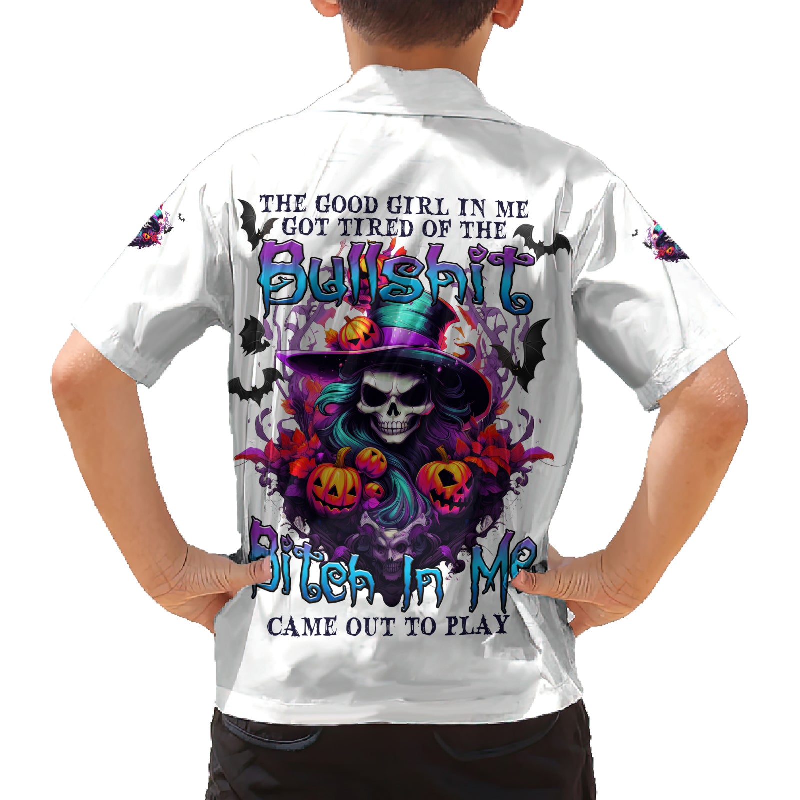 The Good Girl In Me Halloween Witch Kid Hawaiian Shirt - Wonder Print Shop