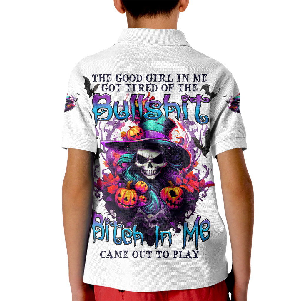 The Good Girl In Me Halloween Witch Kid Polo Shirt - Wonder Print Shop