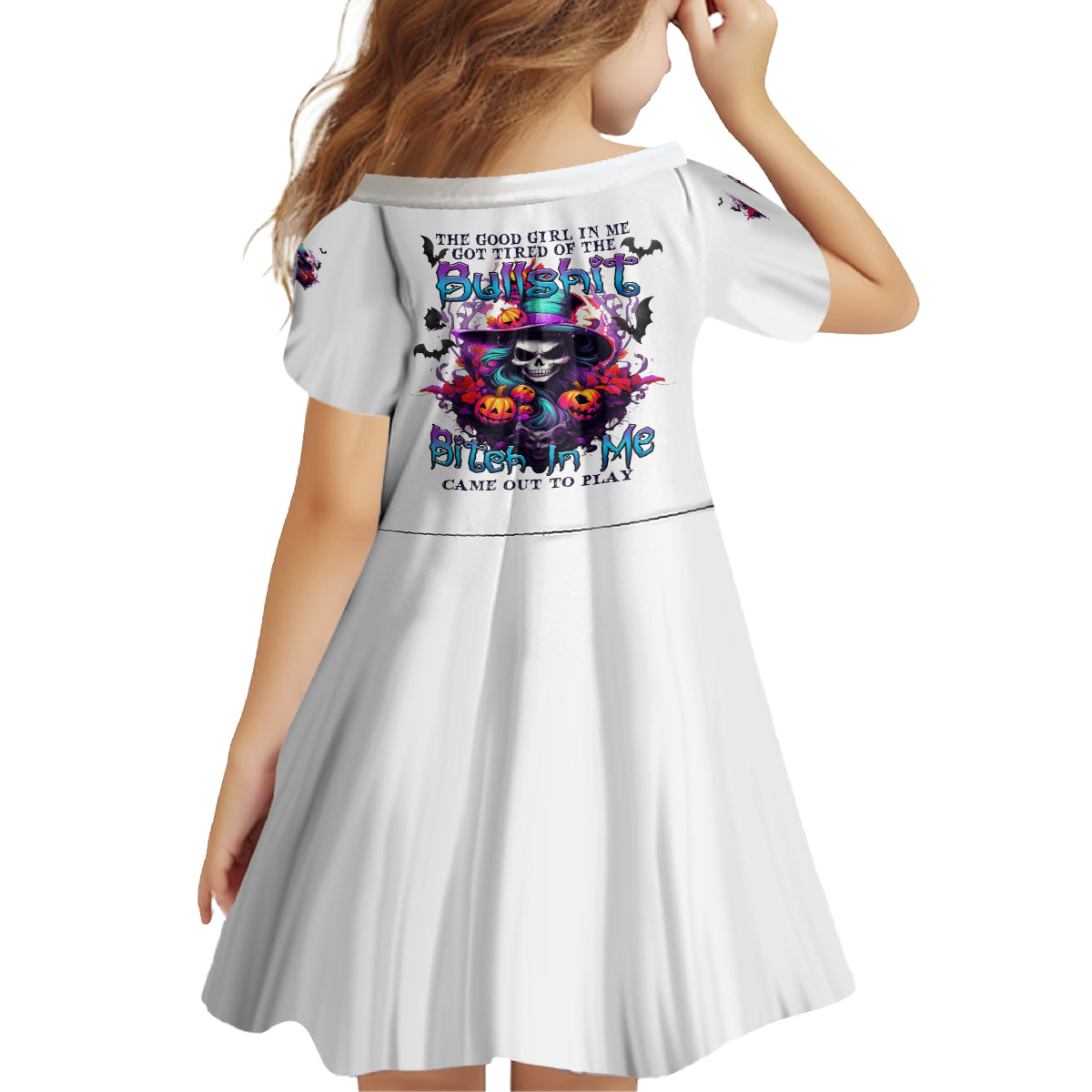 The Good Girl In Me Halloween Witch Kid Short Sleeve Dress - Wonder Print Shop