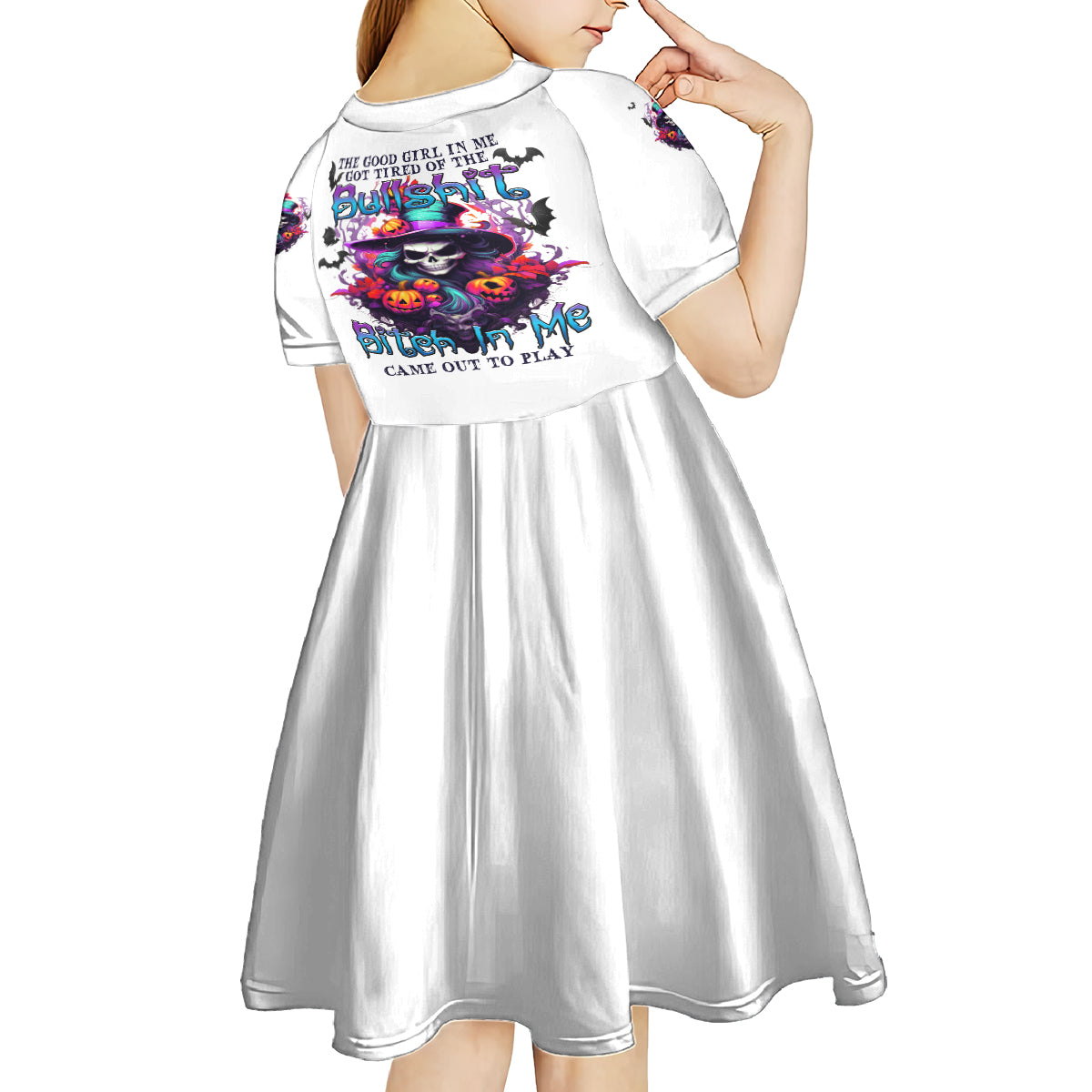 The Good Girl In Me Halloween Witch Kid Short Sleeve Dress - Wonder Print Shop