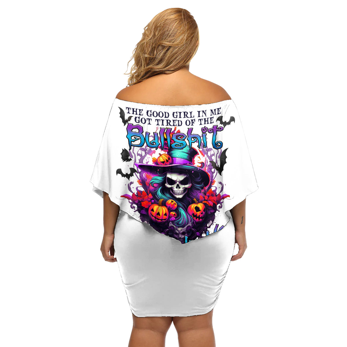 The Good Girl In Me Halloween Witch Off Shoulder Short Dress - Wonder Print Shop