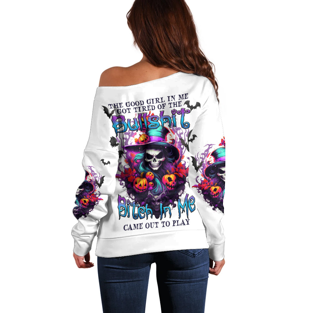 The Good Girl In Me Halloween Witch Off Shoulder Sweater - Wonder Print Shop