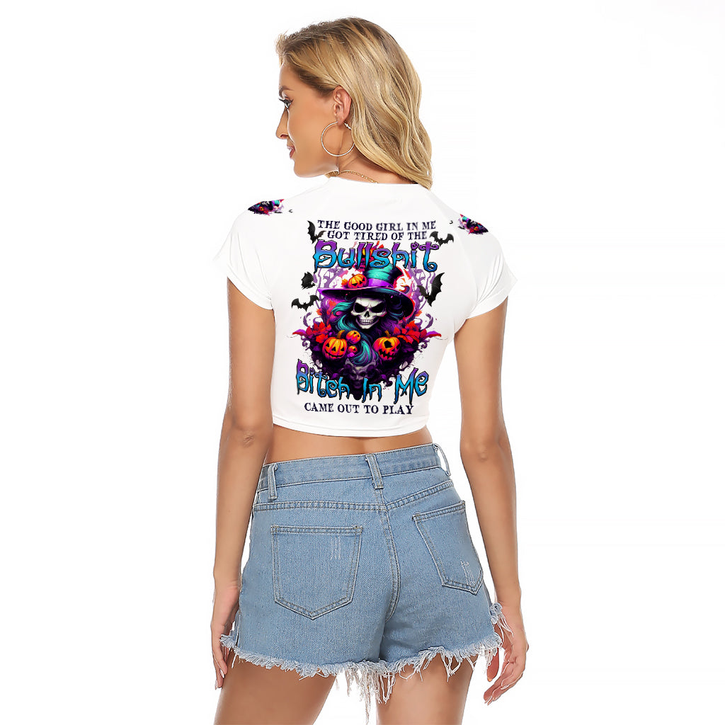 The Good Girl In Me Halloween Witch Raglan Cropped T Shirt - Wonder Print Shop