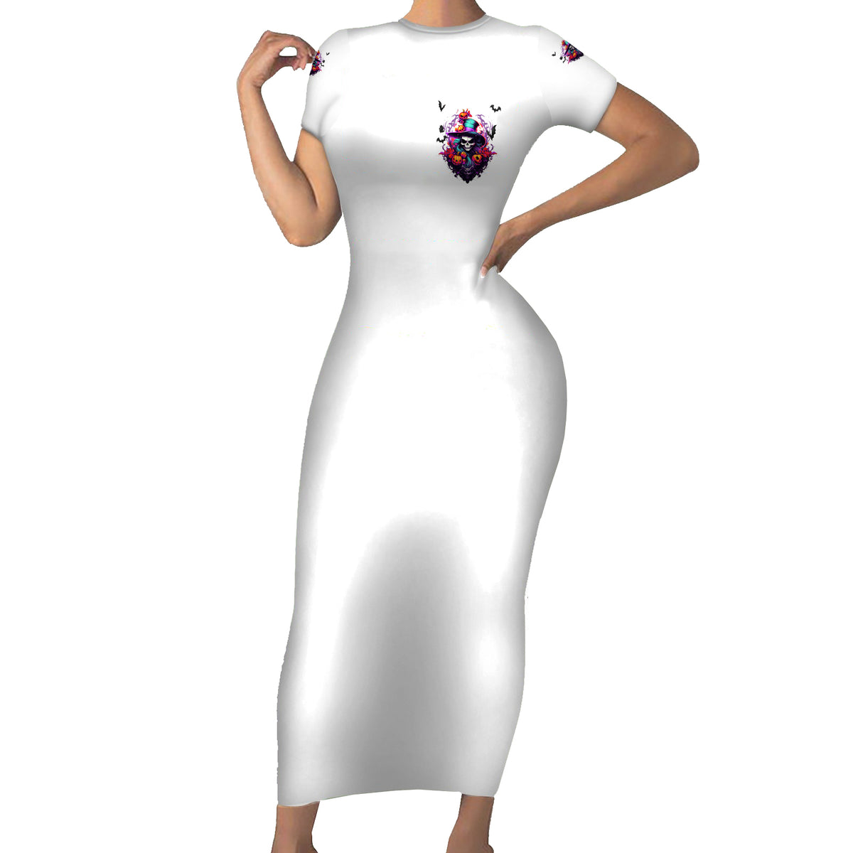The Good Girl In Me Halloween Witch Short Sleeve Bodycon Dress - Wonder Print Shop